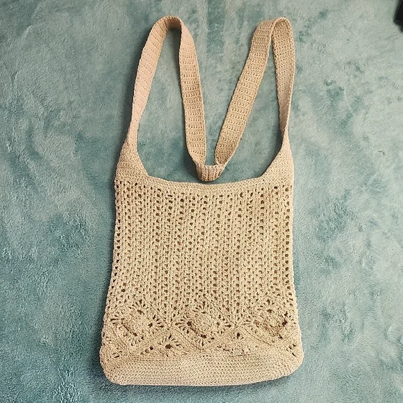 Simply Styled Tan Crochet Shoulder Bag - Picture 1 of 3